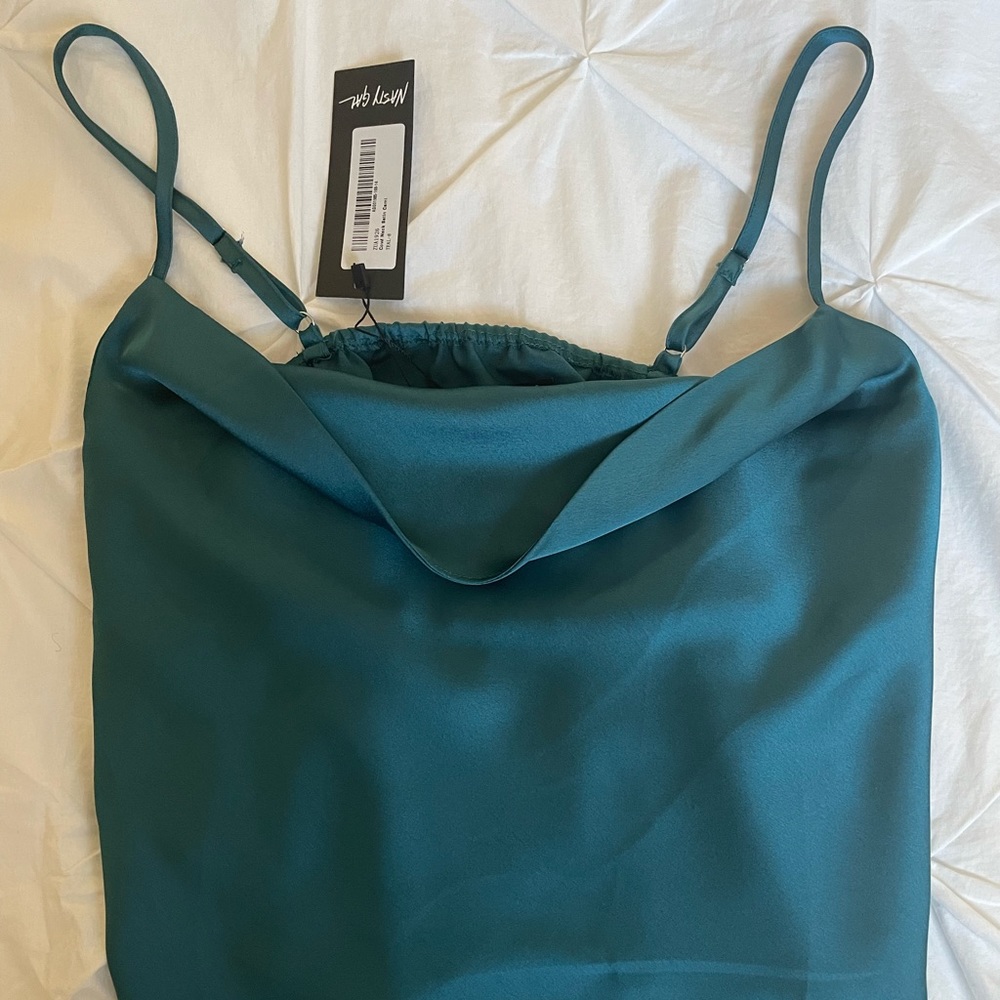 Nasty Gal ~ Cowls Neck Satin Cami (Teal)